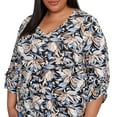 thumbnail image 4 of Alfred Dunner Womens Plus-Size Tie Sleeve Brushstroke Floral Knit Top, 4 of 4