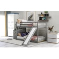 thumbnail image 3 of Bellemave Twin Over Twin Low Bunk Bed with Slide 2 Bunk Bed with Stairs Wooden Bed Frame with Storage and Guardrail, No Box Spring Needed, Gray, 3 of 10