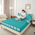 thumbnail image 4 of jejeloiu Western Tribal Aztec Queen Sheet Sets,Cyan Geometric Rhombus Bed Set For Men Women 4pcs, 4 of 7