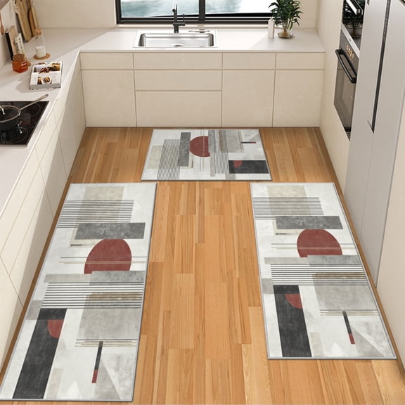 IsecretJoy Washable Kitchen Rugs Sets of 3, Non Slip Kitchen Mats for Floor Waterproof & Stain Resistant Runner Rug for Kitchen, Laundry Room, Hallway