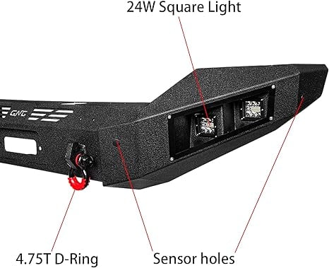TIOYAR For 2011-2012-2013-2014-2015-2016 Ford F250/F350/F450/F550 Steel Front Bumper With Winch Plate&Square Lights (Black Texture)