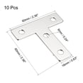 thumbnail image 2 of Flat T Shape Repair Mending Plate, 60x60x2mm, Carbon Steel Joining Bracket Support Brace, 10 Pcs, 2 of 3