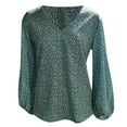 thumbnail image 5 of Ichuanyi Womens Tops Summer Ladies V-neck Loose Comfortable Shirt Floral Print Lantern Sleeve Top, 5 of 5