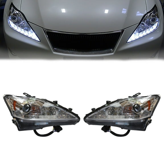 Pair LED Halogen Headlights for 2006-2013 Lexus IS250 IS350 – Direct Replacement, High-Quality, Durable with Stylish Appearance