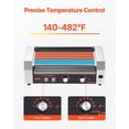 thumbnail image 3 of Stainless Steel 750W Hot Dog Roller Machine 5 Rollers 12 Hot Dogs Dual Temperature Control Removable Oil Drip Tray for Home Party Commercial Use, 3 of 6
