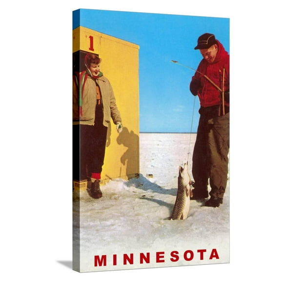 Art.com Ice Fishing Stretched Canvas Print Wall Art, 16" x 24"