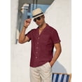 thumbnail image 2 of sogami Men's Linen Shirts Short Sleeve Hawaiian Button down Shirt with Pocket, 2 of 9