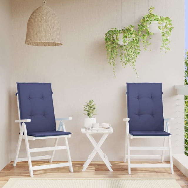 vidaXL Highback Chair Cushions 2 pcs Navy Blue Fabric