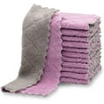 thumbnail image 1 of Namzi Paquete de 12 paños de cocina de tela, paños de cocina premium, paños de cocina de terciopelo coral súper absorbentes, antiadherentes, lavables con aceite, de secado rápido, morado-gris, 1 of 4