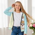 thumbnail image 4 of POLERO Girls Graphic Hoodies Size 6-7 Years Long Sleeve Cartoon Puppy Yellow Blue Print Zip Up Hooded Sweatshirt Cute Casual Tops for Girl, 4 of 7