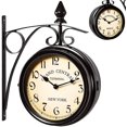 thumbnail image 2 of Reloj de pared de la estación de tren de dos lados, reloj de diseño vintage negro, 11 kaili Sencillez, 2 of 2