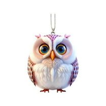 Lilixerw Cute Owl Car Hanging Ornament,Acrylic Christmas Decor for Rearview Mirror,Xmas Tree,Home Gift,3.14Inch Multi Type Design