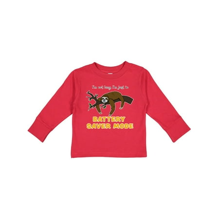 

Inktastic Relaxing Sloth I m Not Lazy I m Just in Battery Saver Mode Gift Toddler Boy or Toddler Girl Long Sleeve T-Shirt