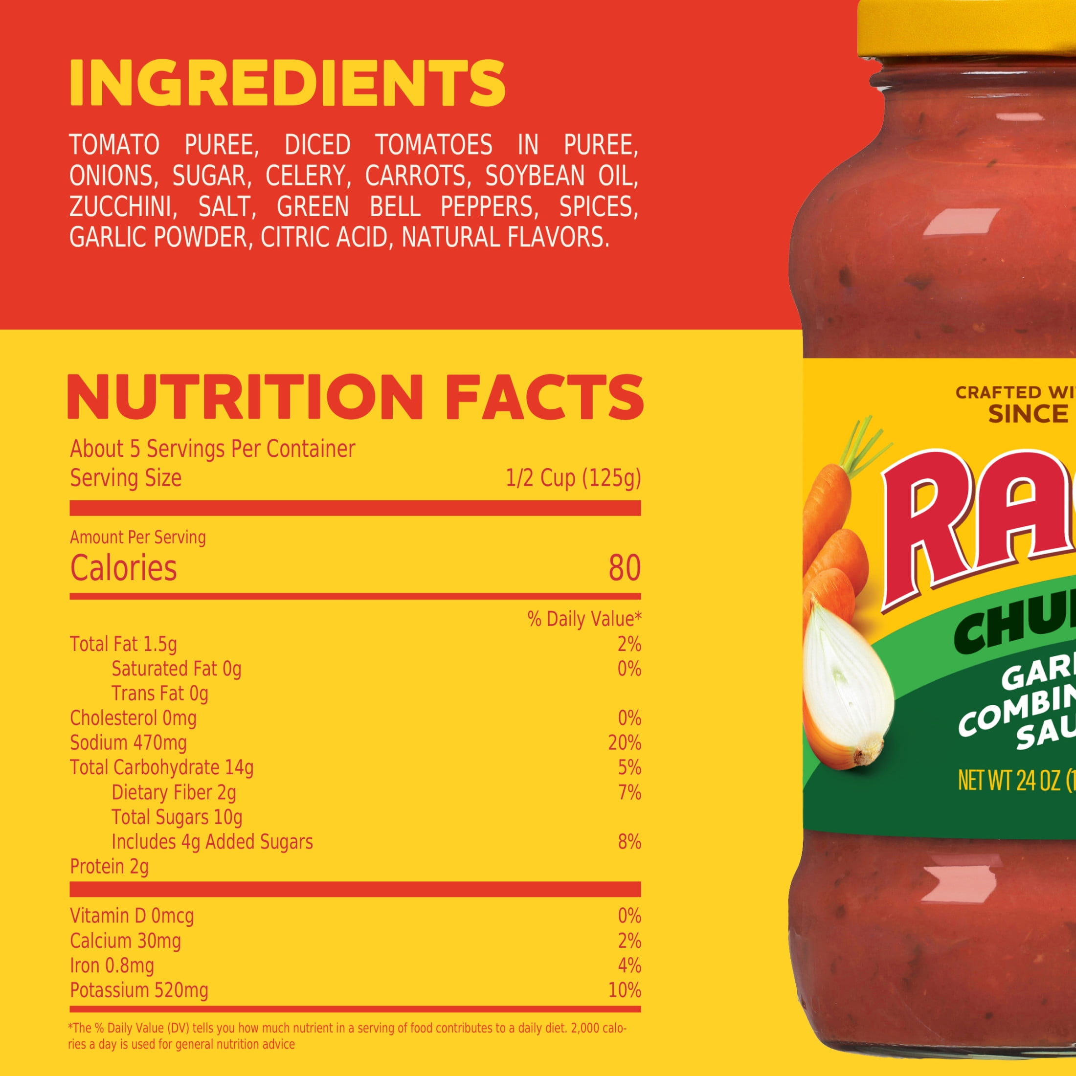 RAGU Chunky Garden Combination Vegetable Pasta Sauce, 24 oz
