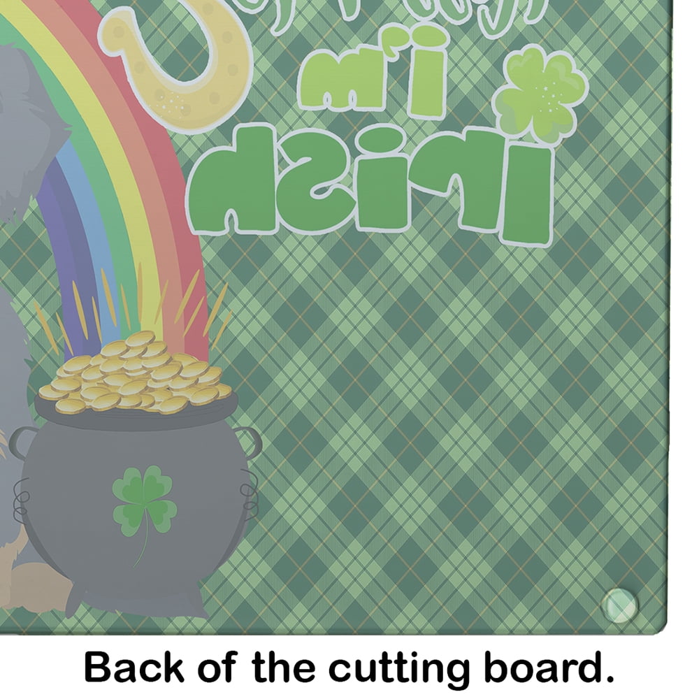 Wirehair Blue and Tan Dachshund St. Patrick's Day Glass Cutting Board Large 12 in x 15 in