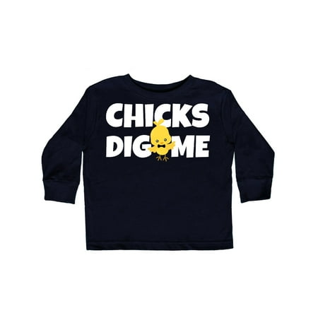

Inktastic Chicks Dig Me with Bow Tie Gift Toddler Boy Girl Long Sleeve T-Shirt