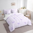 thumbnail image 3 of Feelyou Bowknot Bow Bedding Comforter Set 7pcs, Purple Lines Abstract Queen Bedding Sets, 3 of 8