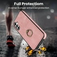 thumbnail image 3 of Fit for Samsung Galaxy S24 Plus Case Card Pocket 360° Rotatable Ring Holder Kickstand, Shockproof Drop Resistant PU Leather Soft TPU Back Protective Phone Case For Samsung Galaxy S24 Plus, Pink, 3 of 9
