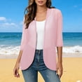 thumbnail image 2 of yoeyez Women Casual 3/4 Sleeve Cardigan Lightweight Chiffon Open Front Cardigans Elegant Dressy Sheer Shrugs for Dresses Pink,M, 2 of 7