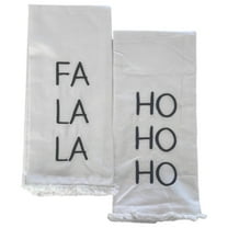 Merry Christmas White Fa La La Christmas Kitchen Towel Set, 2 Cotton Dish Towels