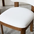 thumbnail image 4 of Mid Century Modern Dining Chairs Set of 4, Brown Upholstered Farmhouse Kitchen Chairs with Wood Legs and Padded Back, Armless Accent Chairs for Dining Room, Living Room, Beige, 4 of 8