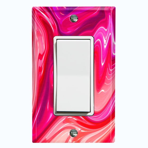 Metal Light Switch Plate Cover Liquid Candy Pink Red Swirl CDY001