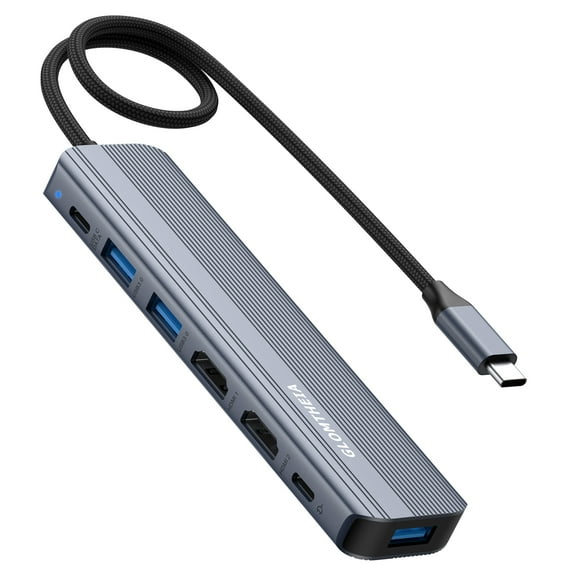 USB C Hub Docking Station Dual Monitor for MacBook Air/Pro Laptop, Multi Monitor Dock Adapter Multiport Dongle with 2 HDMI 4K 60Hz, 100W PD Charging, 3xUSB-A 3.0 & USB-C Data Port (5Gbps)