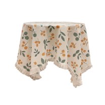 Dvumao Room Decor, Tassel Lace Tablecloth Fruit And Floral Print Round Tablecloth Decorative Tablecloth For Home Kitchen And Bedroom Suitable For Home Decor