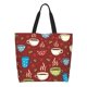thumbnail image 1 of Balery Coffee Cups Bolsa Tote Estilo Estético con Cremalleras, Bolsa de Hombro, Bolsa de Compras Grande y Plegable, 1 of 8
