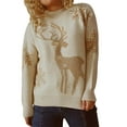 thumbnail image 1 of Seyurigaoka Merry Christmas Sweartshirt for Women Long Sleeve Elk Snowflake Pattern Knit Tops Christmas Pullover Sweater Jumper, 1 of 3