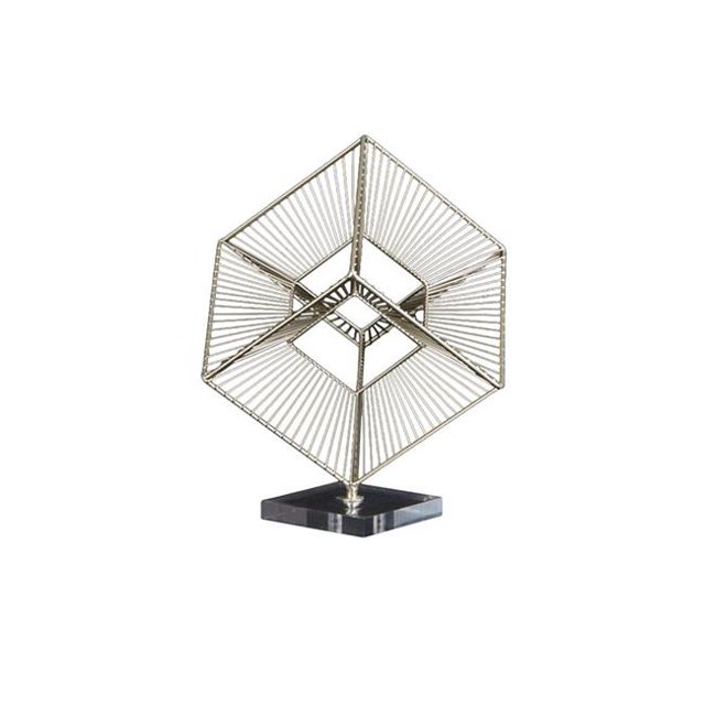 Benzara BM152372 Aesthetically Refined Metal Tabletop Decor with Acrylic Base, Silver