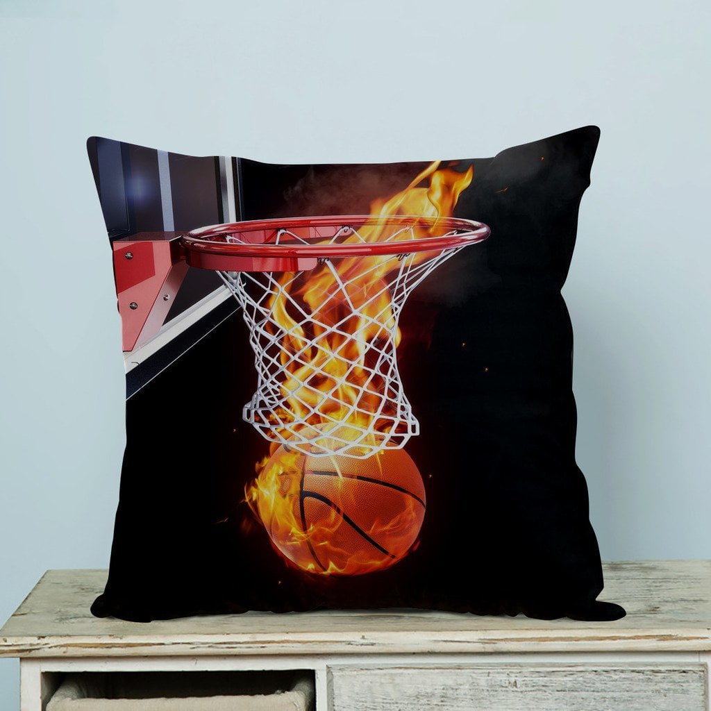 GCKG Flaming Basketball Pillow Case Pillow Cover Pillow Protector Two