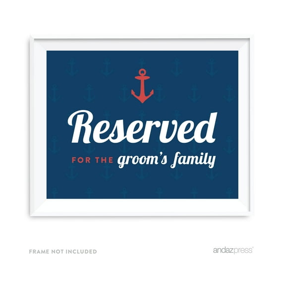Reserved For The Groom's Family Nautical Ocean Adventure Wedding Party Signs