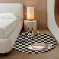 thumbnail image 2 of Farmhouse Coffee Round Area Rug 6Ft Washable Circle Rugs for Bathroom Office, Modern Vintage Coffees Black Brown Plaid Non-Slip Carpet Floor Mats Indoor Outdoor Carpet Runner Aesthetic Home Decor, 2 of 8