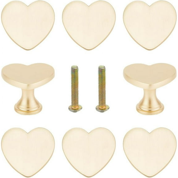 8 Pcs Alloy Heart Drawer Knobs Heart Shape Handle Metal Cabinet Dresser Pulls Handles with Screws Golden Furniture Knobs for Home Cupboard Wardrobe Bathroom Hardware Gold