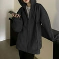 thumbnail image 4 of Durtebeua Long Sleeve Button Down Hooded Coats Tops with Pockets Womens Zip Up Hoodies Cotton, 4 of 6