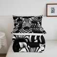 thumbnail image 4 of Zebra Print Comforter Set Queen Black and White Bedding Set,Woodland Animal Duvet Insert Geometric Stripe Bed Set Quilted Comforter Room Decor,Microfiber 3 Piece, 4 of 5