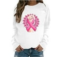 thumbnail image 3 of Jinhomg Womens Cute Breast Cancer Sweatshirt Comfy Long Sleeve Pink Ribbon Print Tops Casual Loose Fall Winter Pullovers White L, 3 of 5