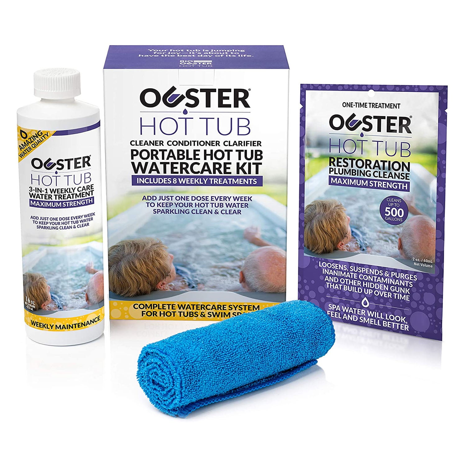 Ouster Hot Tub and Spa 3 in 1 Complete Cleaner Restoration Kit for