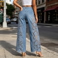 thumbnail image 4 of Zormilly Wide Leg Jeans for Women High Waisted Lace Spliced Stretchy Jeans, S-3XL, 4 of 7