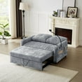 thumbnail image 2 of 3-in-1 Convertible Sofa Bed, 54" Loveseat Sleeper with Cup Holders & Phone Holder and Charging Station, Pull Out Couch with Adjustable Backrest & Pockets for Living Room Apartment, Grey, 2 of 8