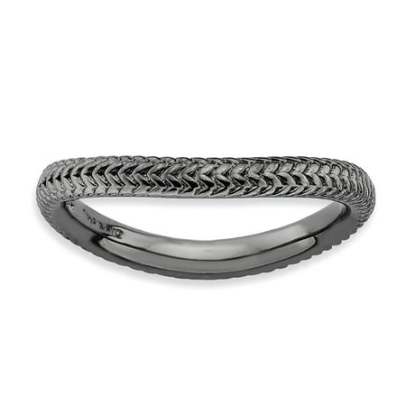 - Stackable Expressions Sterling Silver Polished Black Finish Curved Band Sz 8