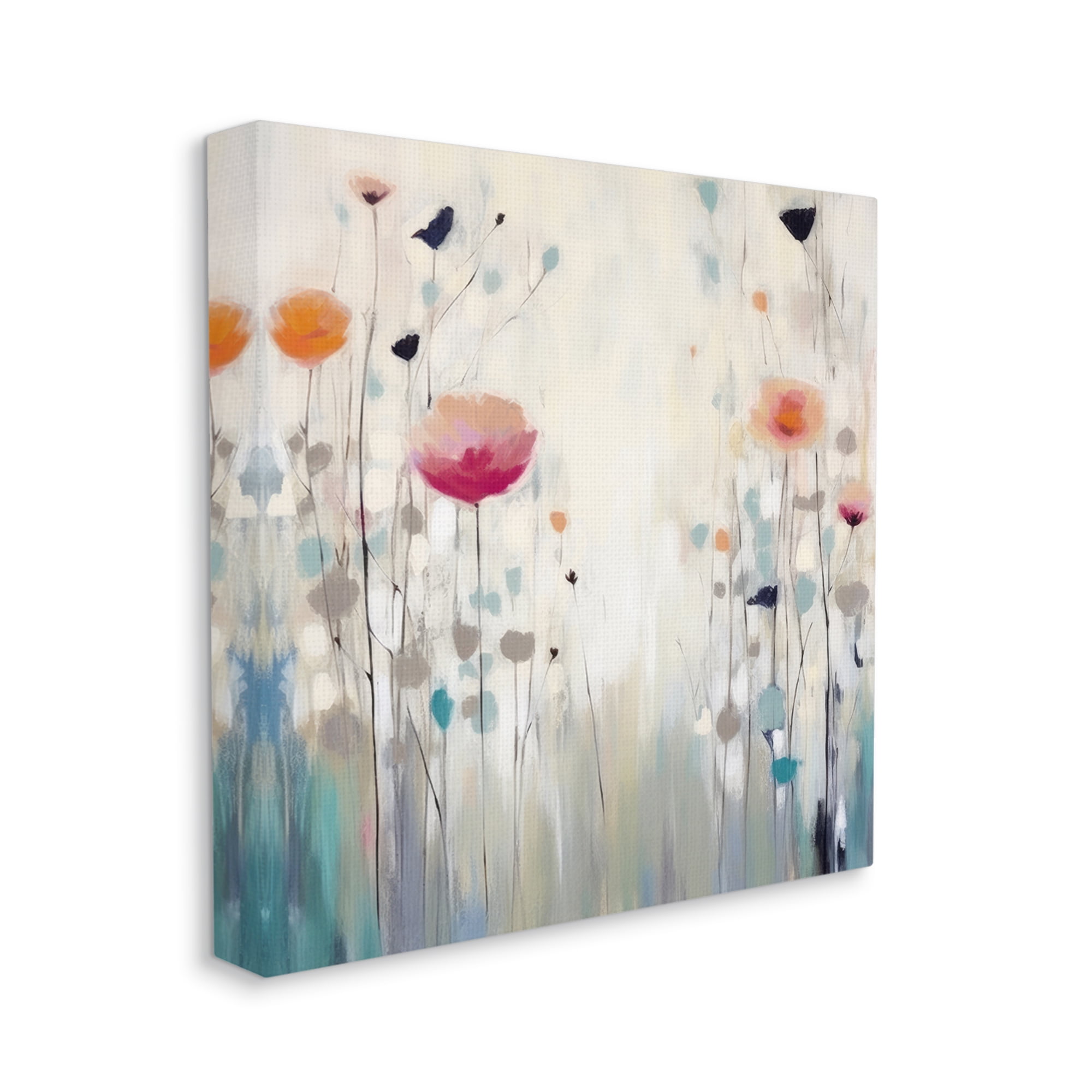 Stupell Industries Pastel Poppies Painting Botanical & Floral Painting Gallery Wrapped Canvas Art Print Wall Art, 17 x 17