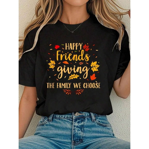 Happy Friendsgiving Friends & Family Fall Thanksgiving Women T‑Shirt