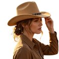 thumbnail image 3 of VBEWZET Shapeable Brim Woven Cowboy Cap, Band Decor Packable Protection Beach Hat for Riding, Fishing, Camping & Vacation, 3 of 7