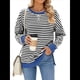 thumbnail image 1 of Sudadera Oversize para Mujer, Verano 2025, Cuello Redondo, Rayas, Larga, Aberturas Laterales, Sudaderas con Capucha Y2K y Negro XL, 1 of 10