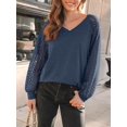 thumbnail image 2 of FUNING Womens Long Sleeve Shirts V-Neck Lace Tops Business Casual Blouses Tee Trendy 2025 Fall Fashion Outfits Clothes, 2 of 6