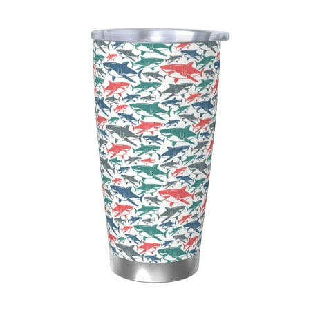 

Bingfone Colorful Shark for 20 Oz Stainless Steel Travel Mug Double Wall Water Coffee Cup for Home Office Outdoor Works Great for Ice Drinks and Hot Beverage-Without Straw