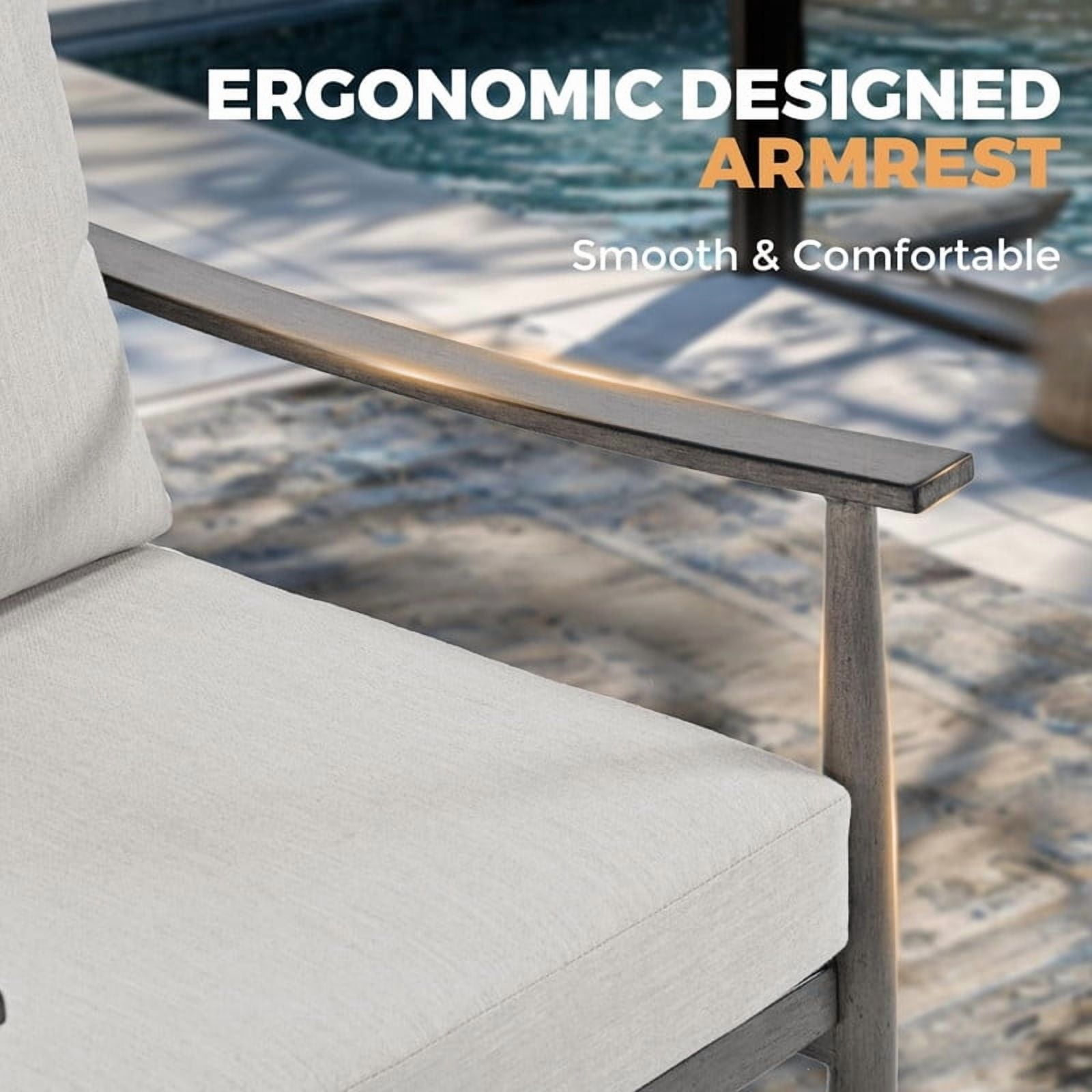 4Pcs Outdoor All-Weather Conversation Sets with Sofas & Coffee Table, Patio Aluminum Sectional Chat Sets, Gray