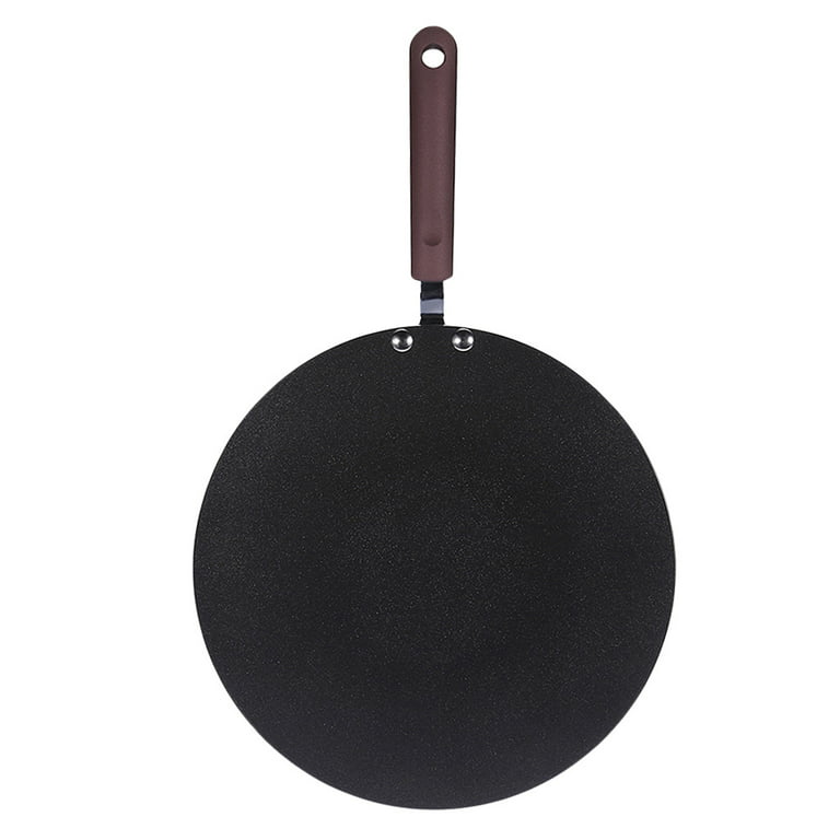 Fancy Nonstick Crepe Pan, Dosa Pan Pancake Flat Skillet Tawa Griddle  7.2-inch with Stay-Cool Handle Black 